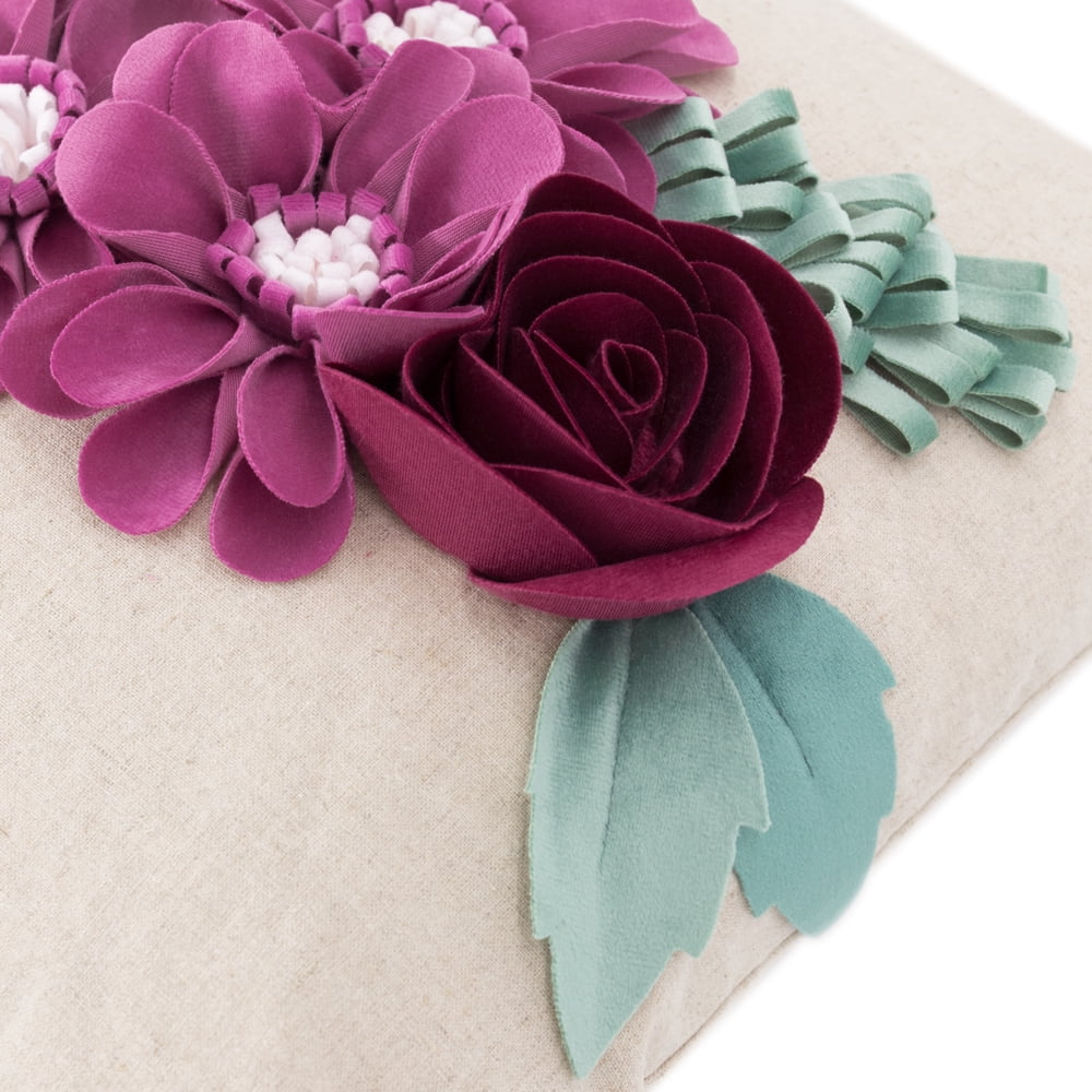 JWH 3D Fuchsia Decorative Flower Throw Pillow Covers for Unique and Stylish Decoration 18x18inch Square