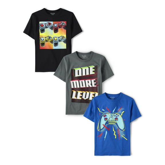 The Children's Place Boys Short Sleeve Gaming Graphic Tee, 3-Pack, Sizes XS-XXL