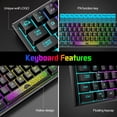 thumbnail image 4 of K61 UK Layout RGB 60% Gaming Keyboard Mouse Set Wired 62 Keys Mini Portable Keyboard 7 RGB LED Backlit 19 key Anti-ghosting + 2400 DPI Ultralight Gaming Mouse Ergonomic Honeycomb Shell +Mouse Pad, 4 of 9