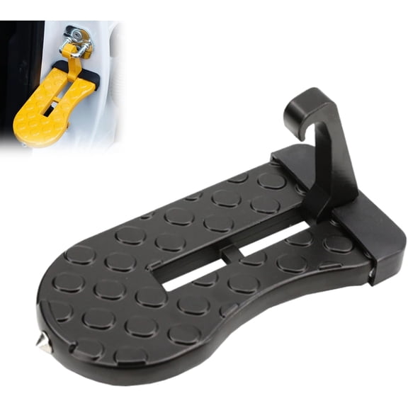 Car Door Step with Window Breaker - Portable Roof Access Pedal for SUVs & Trucks, Emergency Safety Tool, Easy Hook-On Design for Cleaning(2pcs-black)