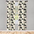 thumbnail image 3 of Ambesonne Feminine Curtains, Dog Cat Pet Love Romance, Pair of 28"x84", Beige Black Red, 3 of 5