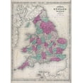 thumbnail image 2 of Johnson 19x24 White Modern Wood Framed Museum Art Print Titled - 1867 Johnson Map of England and Wales, 2 of 4