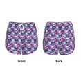 thumbnail image 3 of Fuzoiu Skull Flower Blue Print Women's Athletic Shorts, Double-Layer Running Shorts with Pocket,Women's Workout Shorts for Yoga, Gym, and Workouts-Large, 3 of 7
