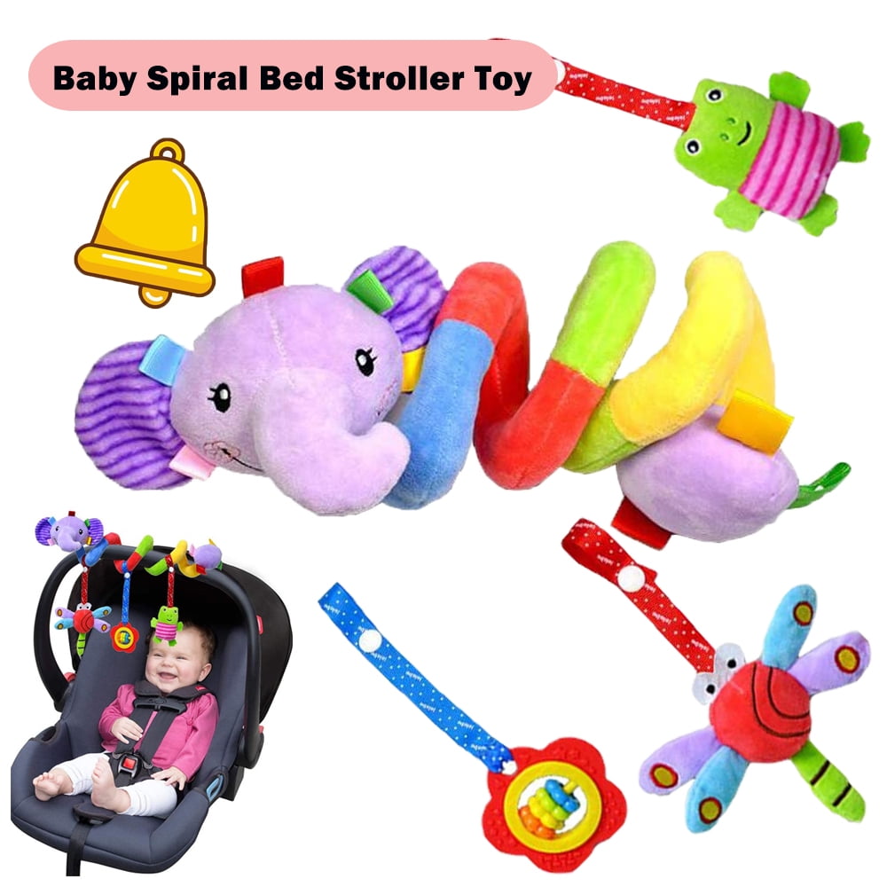 LNKOO Kid Baby Spiral Bed Stroller Toy Elephant Educational Plush Toy-Hanging Toys for Car Seat Crib Mobile, Infant Baby Spiral Plush Toys for Crib Bed Stroller Car Seat Bar