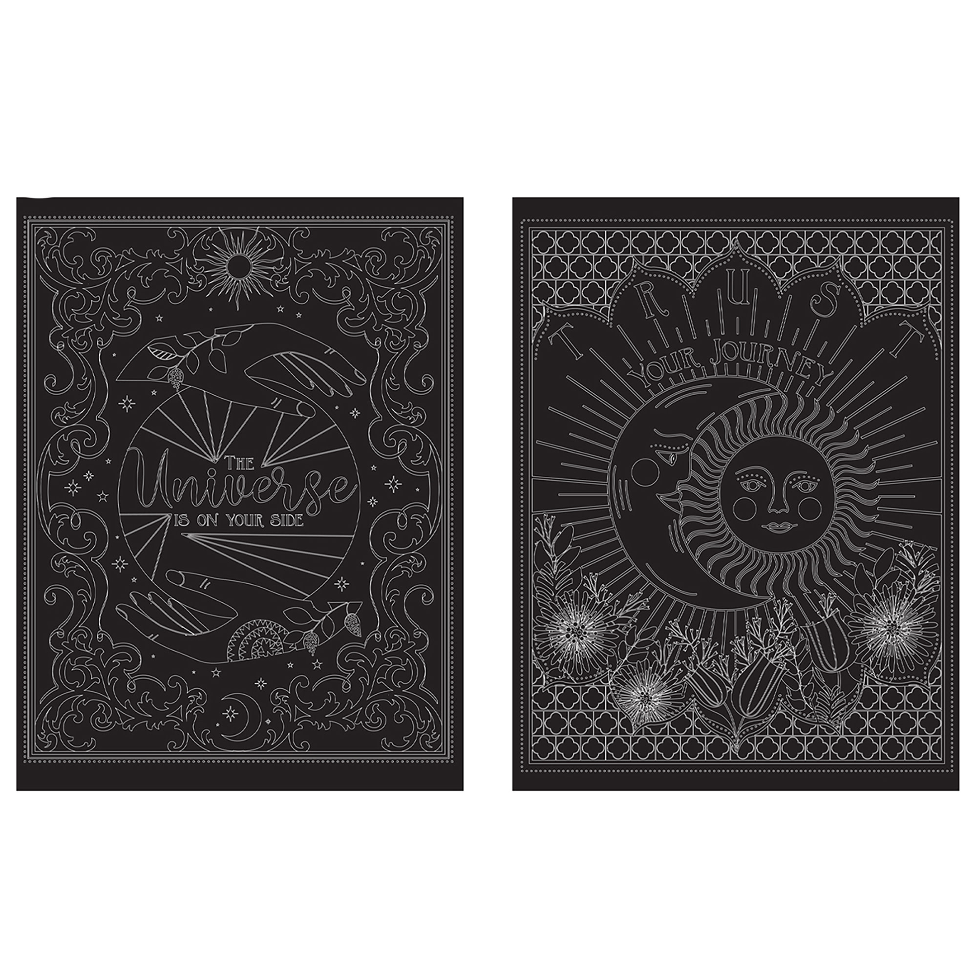 Brea Reese: Scratch Art Paper Pad - Spring Celestial - 5 Nature Designs, Metallic Foil, Dual-Tip Stylus & Brush, Easy-to-Frame 9x12 Pages, Adult Craft