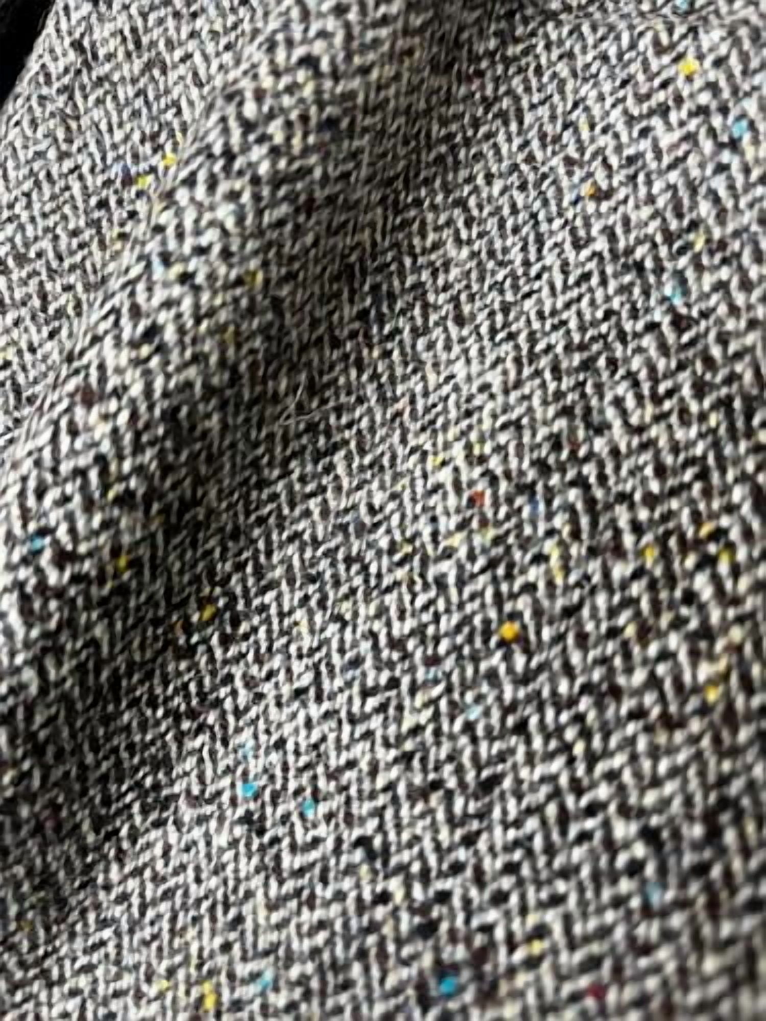 Tuva Textile Real Wool Quality Fabric (Flannel) Black & White Herringbone - Med Weight Wool Flannel & Washable, Fabric by The Yard, Made in China