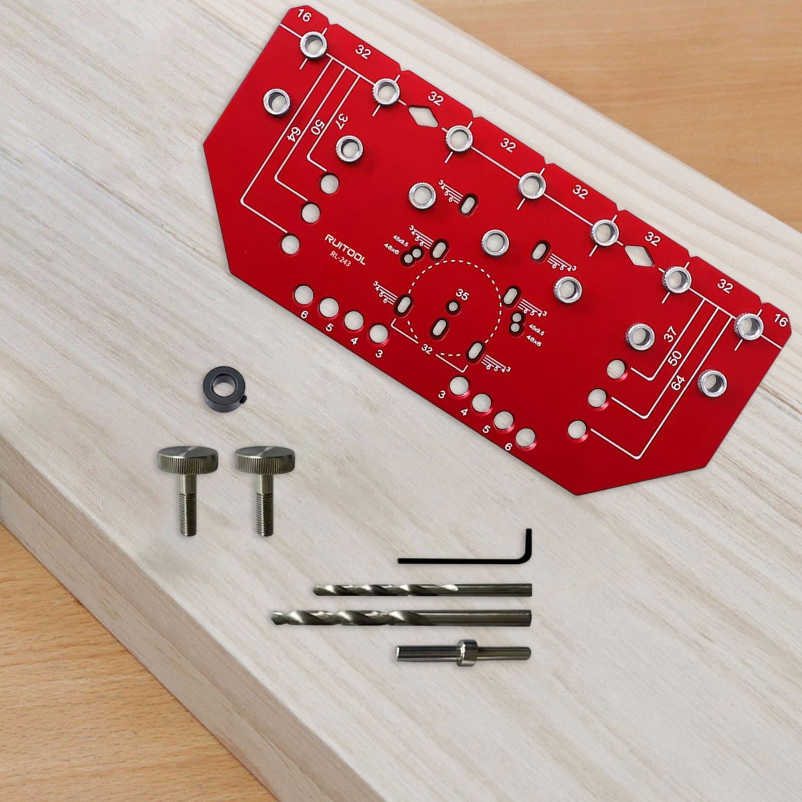 figatia Shelf Pin Jig and Hinge Jig 2-in-1 Metal Drillings Jig Aluminum Alloy Multifunctional Straight Holes Hardware Jig for Cabinet
