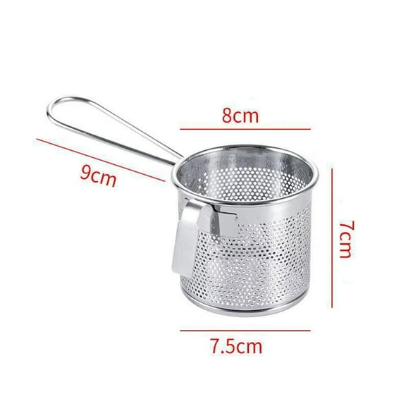 Stainless Steel Spider Strainer with Wooden Handle for Pasta Noodles Dumplings Vegetable Washing Silver Kitchen Mesh Colander