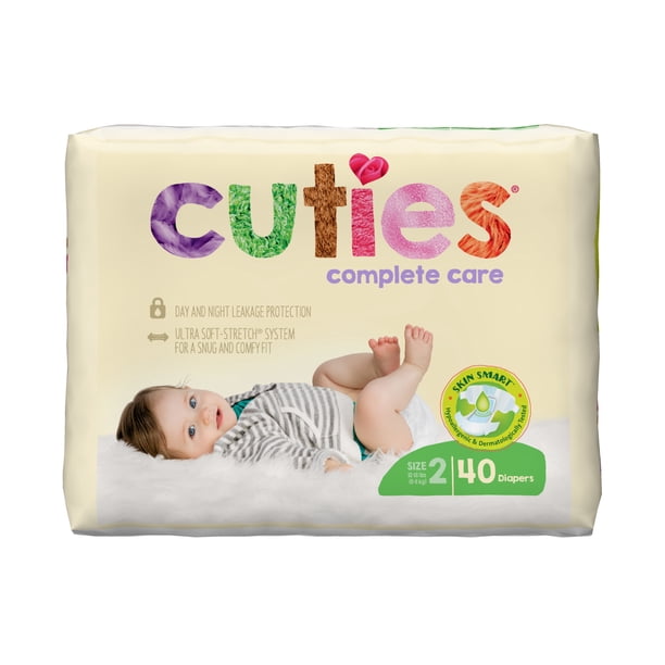 Cuties Complete Care Soft Hypoallergenic Diapers Size 2, 40 Count