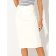 thumbnail image 2 of Unique Bargains Jupe Trapèze Décontractée en Denim pour Femme, Blanc, Petit, 2 of 6