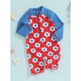thumbnail image 3 of FEORJGP Infant Baby Girl Summer Zipper Swimsuits Long Sleeves Swimwear Jumpsuit Half Stand Collar Bodysuit Floral Print Rompers Beachwear for Toddler Bathing Suits, 3 of 9