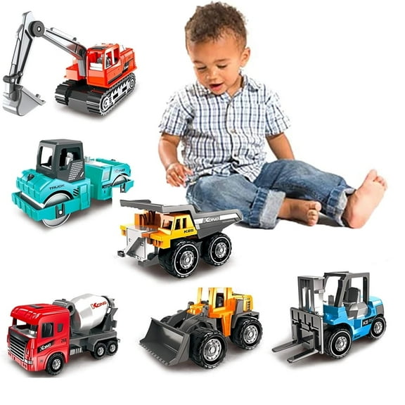 Construction Truck Toys for Kids,6PCS Excavator Toy Car Play Vehicles Set for 3-6 Years Boys,Friction Powered Construction Truck Toys Vehicles Sand Toys Trucks Excavator,Gifts for Children