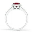 thumbnail image 2 of ANGARA Natural Oval 1.25 ct Ruby Split Shank Halo Engagement Ring in 14K White Gold for Women (Size-8x6mm) | July Birthstone, Birthday, Anniversary, Jewelry Gift for Women | Natural Ruby Ring, 2 of 10