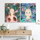 thumbnail image 2 of Set 2 Cuadros Arte Moderno Mujeres Flores En Lienzo Canvas, 2 of 4