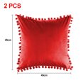 thumbnail image 2 of Funda de almohada sólida de terciopelo granular suave de 2 piezas, adecuada para sofá, dormitorio, coche, 18x18", 2 of 5