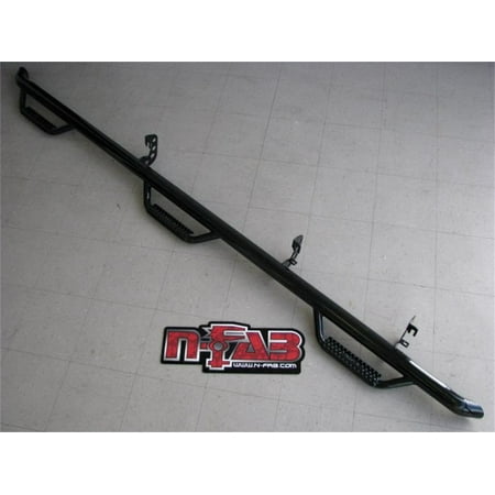 N Fab Nerf Steps - N-Fab D1594CC-6 Nerf Step Bar Wheel To Wheel w/Bed Access; Gloss Black Powder Coat; 6 Step;