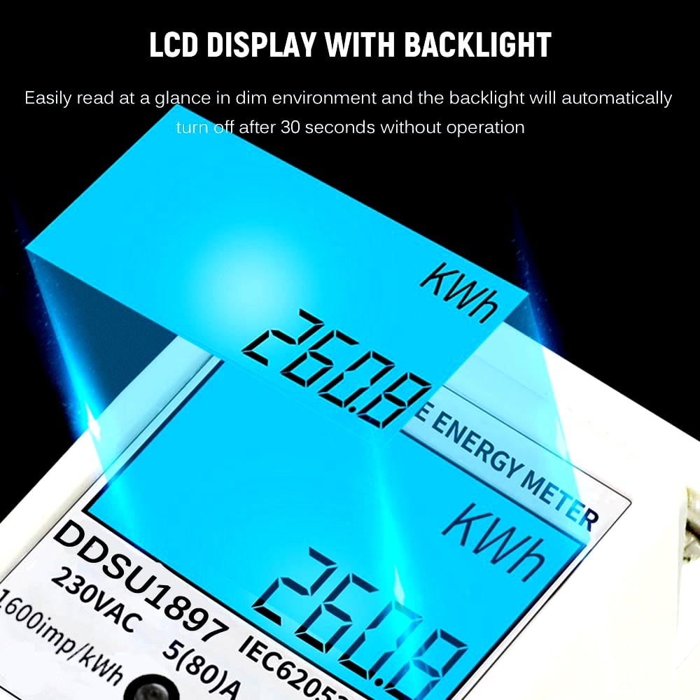 Digital Electric Energy Meter Single Phase DIN Rail Electricity Meter One Phase Two Wire Multifunction Electrical Meter