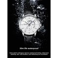thumbnail image 5 of Men’s Quartz Chronograph Watch, Genuine Leather Strap Wrist Watch, 3ATM Waterproof Luminous Business Dress Watch, 5 of 5