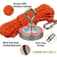 thumbnail image 2 of ULIBERMAGNET Powerful 220LB Neodymium Magnets with 10m Nylon Rope and Non-Slip Gloves for Magnetic Fishing, Recycling, Treasure Hunting in River, Lake, 2 of 6