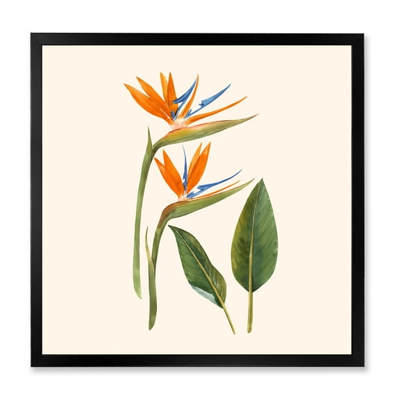 Designart 'Ancient Strelitzia Flowers' Traditional Framed Art Print