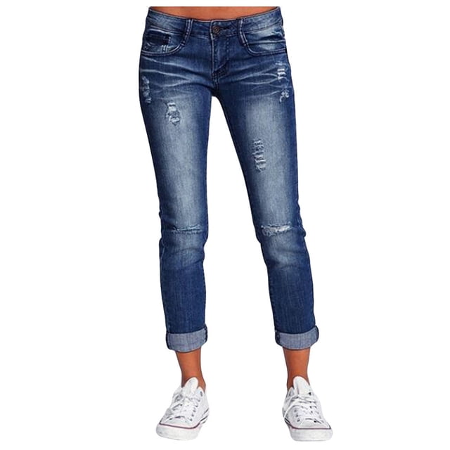 Gibobby Jeans dama talla extra Pantalones de talle medio con botones a la moda para mujer, pantalones largos, pantalones(Azul oscuro,XL)