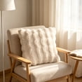 thumbnail image 2 of Pack of 2 Thick Plush Throw Pillow Covers Fluffy Wave Faux Fur Decorative Cushion Covers Soft Wool Pillowcase for Sofa Couch Livingroom 18x18 Inch Beige, 2 of 7