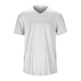 thumbnail image 3 of Men Solid V Neck Short Sleeve Fashion Trend Bottoming Shirt Casual Basic Tennis Tee, 3 of 8