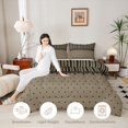 thumbnail image 4 of Castle Fairy Retro Striped Panel Full Size Comforter Sets 3-Piece,Minimalist Tiny Heart Bedding Comforter Set,Black Taupe,Reversible,1 Comforter and 2 Pillowcases, 4 of 6