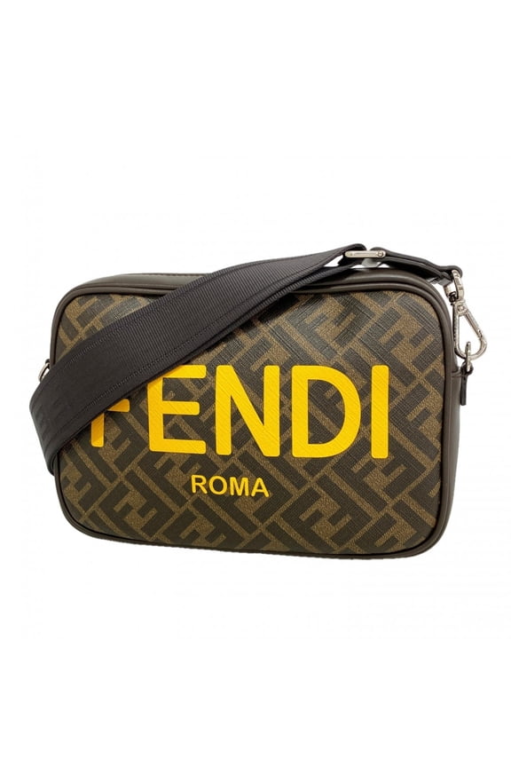Pre-Owned Fendi Zucca Shoulder Bag, Brown, Men's