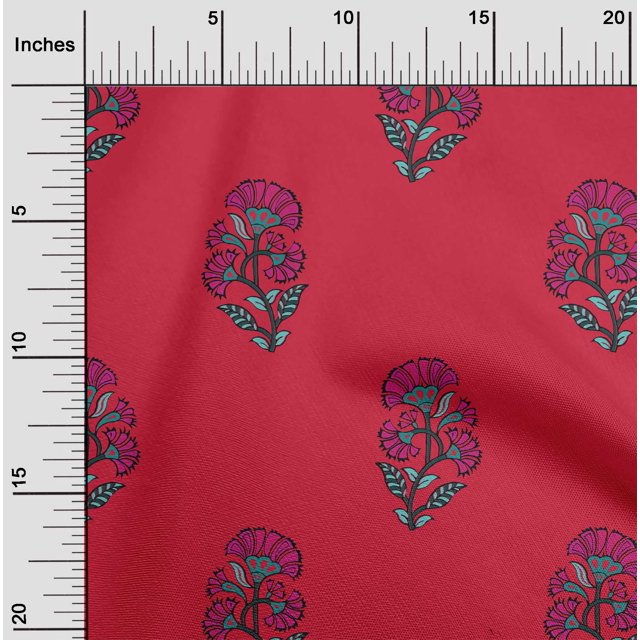 oneOone Silk Tabby Bright Red Fabric Floral Block Sewing Craft Projects Fabric Prints By Yard 42 Inch Wide
