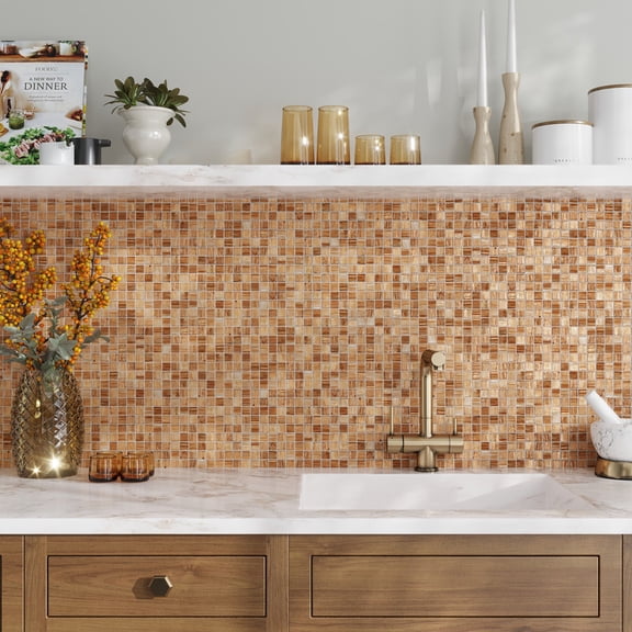 Apollo Tile Celestial 12 in. x 12 in. Glossy Copper Brown Glass Mosaic Wall and Floor Tile (20 sq. ft./case) (20-pack)
