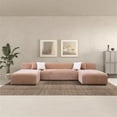 thumbnail image 3 of Aurelia Mid-Century Modern U-Shape Peach Chenille Corner Sectional Sofa, 3 of 6