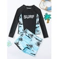thumbnail image 7 of Boys Swimsuit TOOYOU Toddler Kids Swimwear Cartoon Long Sleeve Tops Striped Shorts Swim Beach Bathing 2 Pack Size 5-6 Years,Black Durable Swimsuit For Boys, 7 of 7