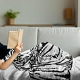 thumbnail image 3 of Safari Soft Flannel Fleece Blanket, Sketch of a Posing Tiger Sharp Eyes Largest Cat Species Dark Vertical Stripes Art, Cozy Plush for Indoor and Outdoor Use, 50" x 60", Black White, by Ambesonne, 3 of 5