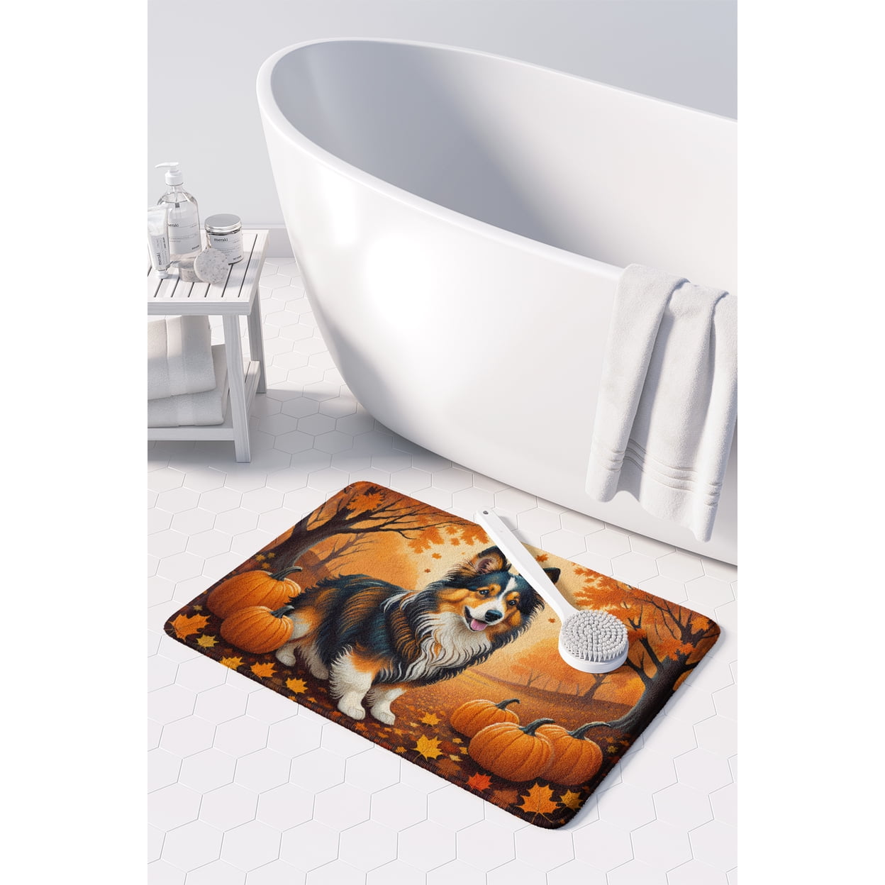Carolines Treasures DAC1071RUG 19 x 27 in. Unisex Sheltie Fall Memory Foam Kitchen Mat