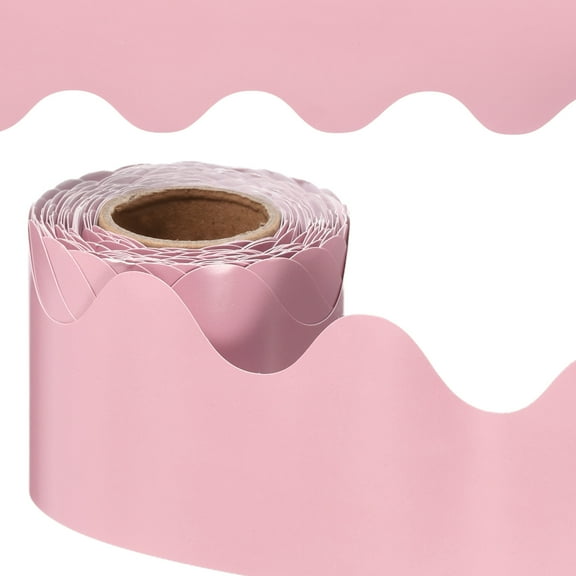 Uxcell Bulletin Board Border, 41 Feet Poster Chalkboard Cork Decoration Trim Scalloped Borders Wall Decor for Classroom Office Locker, Light Pink