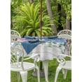 thumbnail image 3 of Outdoor Tablecloths with Umbrella Hole & Zipper, Blue Pink Hydrangea Round Tablecloth 54 Inch, Eucalyptus Leaves Wooden Summer Botanical Waterproof Table Cloth, Patio/Pool/Picnic Table Covers, 3 of 8