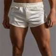 thumbnail image 2 of Satin Slik Pajama Shorts for Men Summer Sexy Pj Bottoms Casual Solid Lounge Sleepwear Shorts, 2 of 4