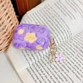 thumbnail image 2 of Compatible with Airpods Pro Case with Floral Keychain,Cute Colorful Retro Oil Painting Flower Pattern Design,Soft TPU Smooth Shockproof Charging Case for AirPod Pro for Girls Women-Purple, 2 of 7