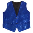 thumbnail image 4 of Kids Boys Shiny Sequins Vest V-Neck Blue Shiny Dance Vest for Boys Boys Girls Singing Group Show Boy Vest 6-10 Years, 4 of 5