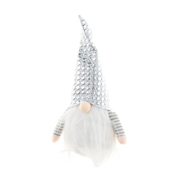 Silver Tomte de gnomo sueco hecho a mano para adornos de muñecas con barba, sombrero largo, Navidad El