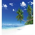 thumbnail image 3 of Ocean Duvet Cover Set, Coastline Seascape Lagoon with Palm Leaf and Clouds Freedom Holiday Idyllic, Decorative 3 Piece Bedding Set with 2 Pillow Shams, Queen Size, White Blue Green, by Ambesonne, 3 of 3