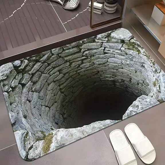 3D Area Rugs, Rug That Looks Like a Hole,3D Optical Illusion Rug Hole,Non-Slip Rug for Door Entrance, Stairs, Or Area Decoration