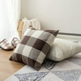 thumbnail image 5 of Pack of 2 Classic Farmhouse Buffalo Check Plaids Polyester Linen Soft Soild Decorative Square Throw Pillow Covers Home Decor Outdoor Cushion Case for Sofa Bedroom 18 x 18 Inch, Brown and White, 5 of 6