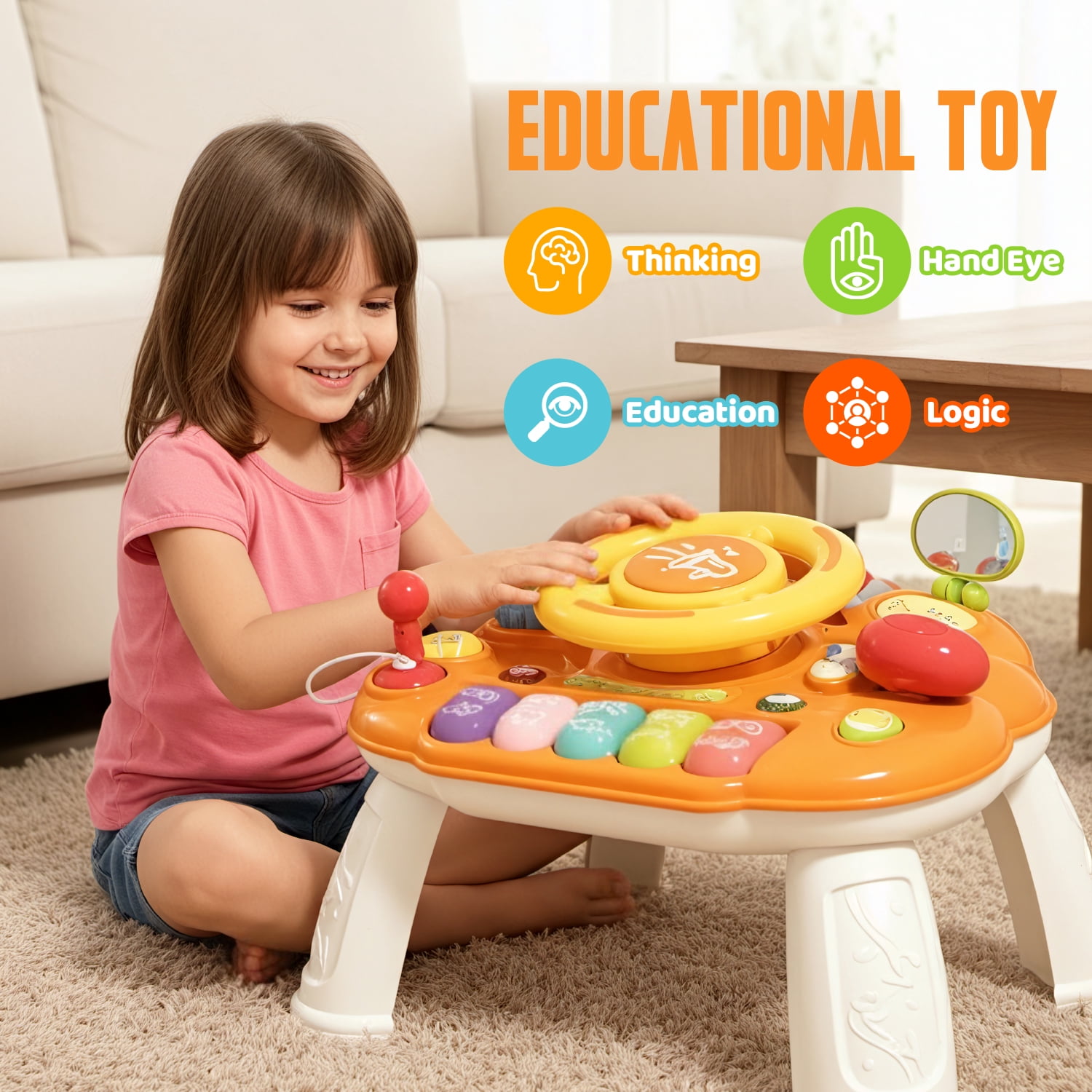 LieGorJi Steering Wheel Toys, Pretend Play Driving Toys, Baby Montessori Educational Developmental Sensory Toys, Birthday Gifts for 1-3 3-5 5-8 Year Old
