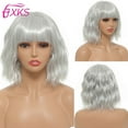thumbnail image 3 of Short Gray  Wavy Synthetic Wig With Side Swept Bangs, (and Other Styles) For Women & Girls, 3 of 24