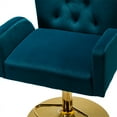 thumbnail image 3 of Swivel Bar Stools with Backs and Arms, Adjustable Bar Stool with Wheels, Counter Height Chairs for Living Room, Velvet Accent Bar Chairs Kitchen Island Stools, with Wood Frame and Metal Base, Teal, 3 of 7