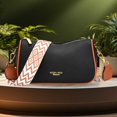 thumbnail image 2 of Bolso Hobo de PU para mujer, bolso bandolera con correas de guitarra, bolso de compras informal para chica (negro amarillo), 2 of 5