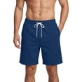 thumbnail image 2 of Mens Gym Shorts Lightweight Cotton Drawstring Casual Relaxed Fit Athletic Lounge Sweat Shorts 2026 Summer Dark Blue M, 2 of 5