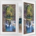 thumbnail image 2 of Waterfall Decorative Window Film, Wide Waterfall in deep Forest seen from City Window, Glue Free Static Privacy PVC Window Film, W23.6 x L47.2 Inch Green, 2 of 5